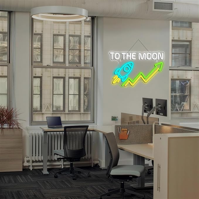 Stock Neon Sign Day Trading Accessories Stock Market Decor for Game Room Neon Light To The Neon Desk Setup Crypto Ticker Display Green Candle LED Light Sign Finance Gifts for Man Day Traders