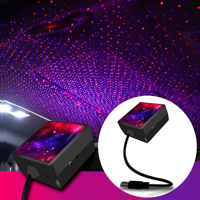 USB Star Projector Night Light Car Roof Light Adjustable Interior Car Light Portable Car LED Light 2 Colors Plug and Play Auto Ceiling Interior Light Star Light for Cars Bedroom Roof Party Home Decor