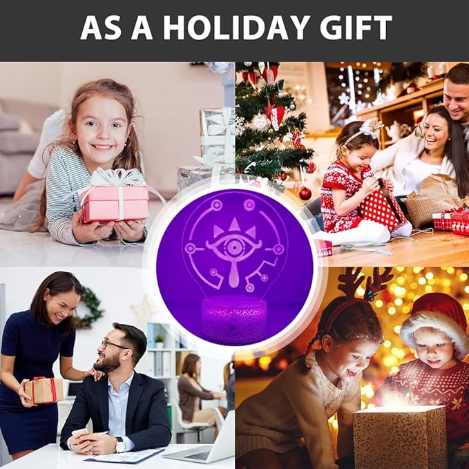 3D Night Light, 16 Color Changing Cartoon USB Desk Lamp, Crest of Hyrule Illusion Lighting with Remote Control for Home Decor Gift for Kids. (3)
