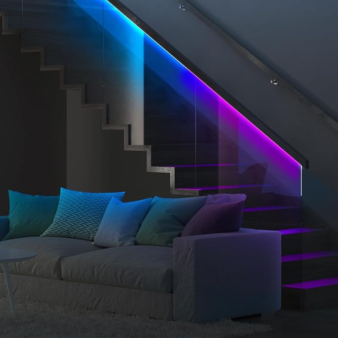 Feit Electric Ultrathin Smart Chasing Color LED Light Strip, 5FT USB Powered, App & Remote Control, Dynamic Multicolor Effects, Compatible with Alexa & Google Home, TAPE60TCOB/RGBUSB/AG