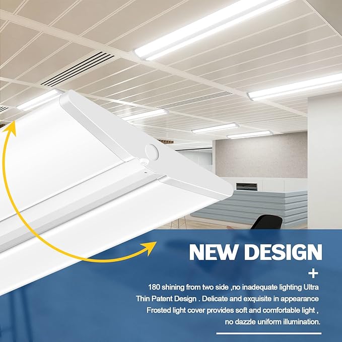 ANTLUX 72W 4FT LED Wraparound Office Light Ultra Slim, 8000 Lumens, LED Garage Lights Flush Mount, 4000K, No Glare, 4 Foot Wrap Shop Ceiling Lighting Fixtures, Fluorescent Light Replacement