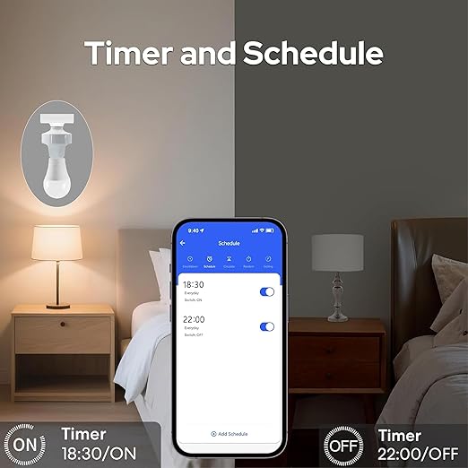 2 Pack Light Socket Adapter, Zigbee Protocol Remote Control，E26/E27 Bulb Adapter, APP Remote Control, Smart Lamp Socket Power Adapter