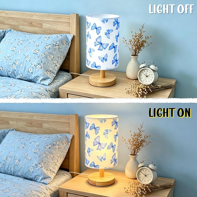 Butterfly Lamp,Butterfly Kids Table Lamp for Bedroom Girls Bedside Lamps 3 Colors Nightstand Night Light with Cartoon Lampshade Desk Lamp for Boys Girls Room Nursery Decor,Butterfly Gifts for Girls