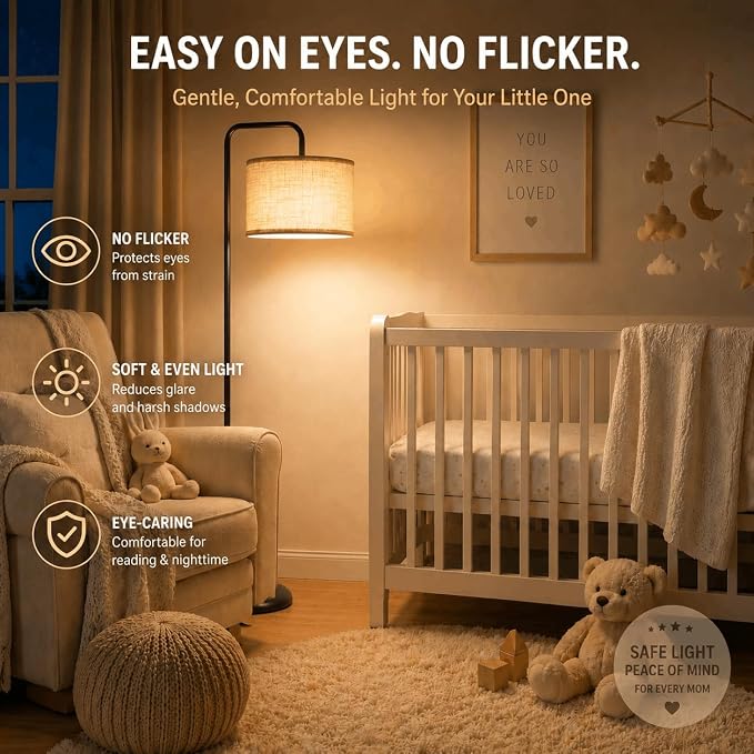 TJOY Floor Lamp, Black Standing Floor Lamp for Living Room with 3 CCT Bulb | 3 Color Temperatures 12W Bulb included, Metal Lamp with Extended Arm, Lamp for Bedroom, Couch, Reading Nook, Office, Black