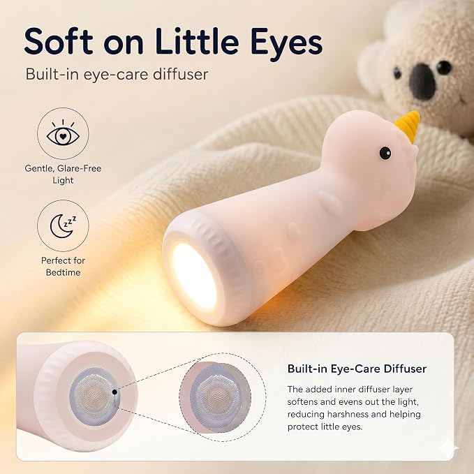 ShaArkMango Flashlight with Night Light for Kids Rechargeable LED Dimmable Night Light Toddler Bed Room Playing in Dark Handheld Emergency Flashlight for Camping Essential Hallway Walking Nighttime