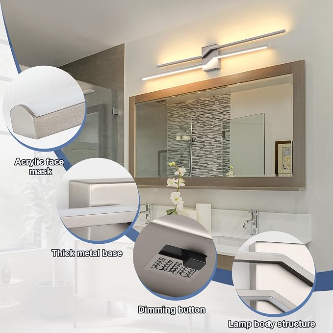 39.4 Inch Vnaity Lighting Led Bathroom Lights Over Mirror Brushed Nickel Dimmable 5CCT 36W Modern Bath Vanity Lights Bar Wall Sconces