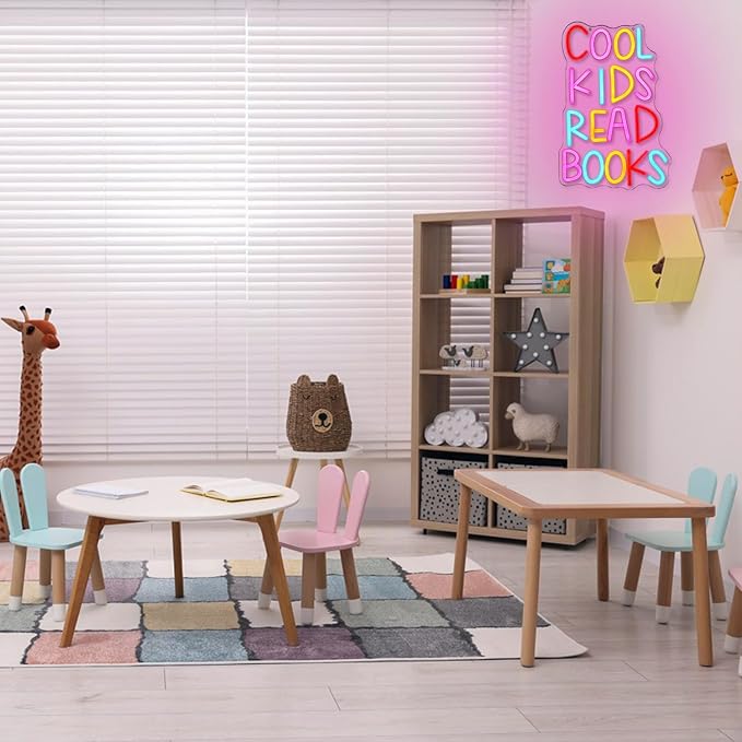 Cool Kids Read Books Neon Sign for Wall Decor Reading Letter LED Neon Lights Library Neon Light Sign Kids Room Library Classroom Reading Corner Decoration(16.5''*10.6'')