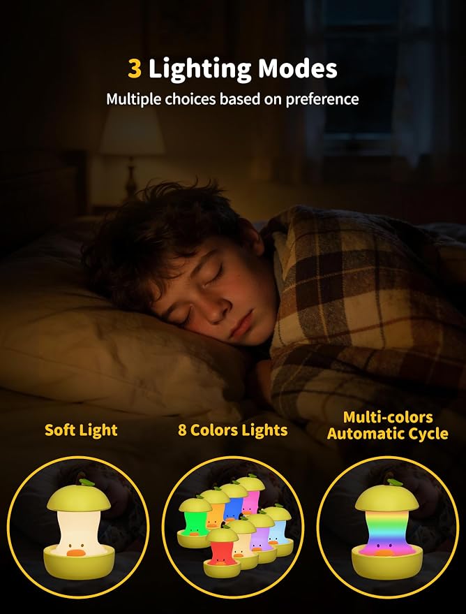 Night Light for Kids, Rechargeable Bedside Touch Lamp, Portable Dimmable Nightlight, Cute Nursery Night Lights, Funny Gifts for Baby, Teens, Adults, Table Decor(Pear Duck Green)