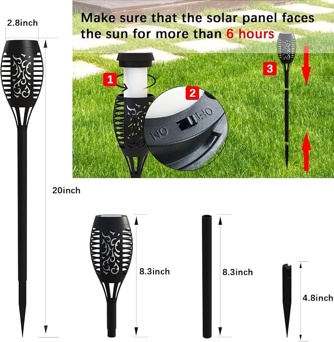 Purple Halloween Solar Lights Outdoor with Flickering Flame, 4 Pack | Halloween Decorations Solar Torch Lights, Waterproof Solar Halloween Lights Tiki Torches for Outside Patio Pathway Yard Decor