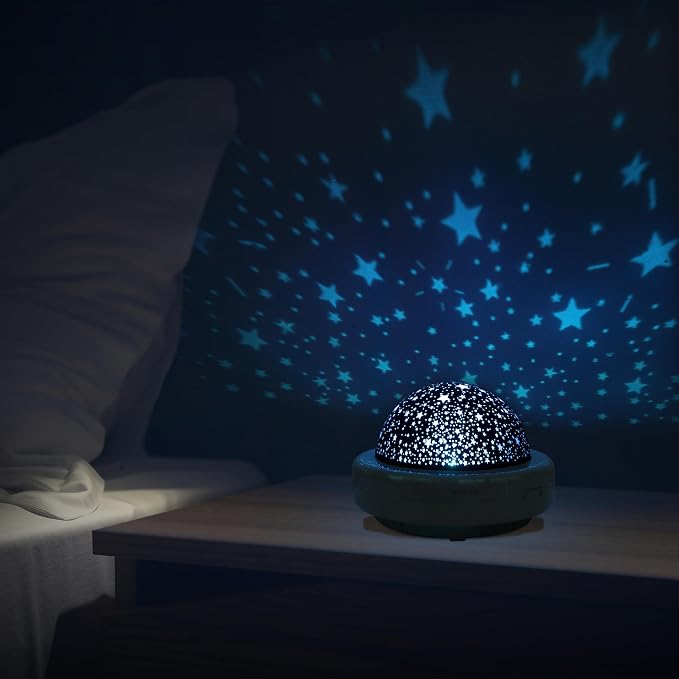 Zadro LED Star Night Light for Kids Room Starlight Projector with Multi Color Starry Nights Globe and Variety of Sounds (8" Dia. by 5.5" Tall, Gray)