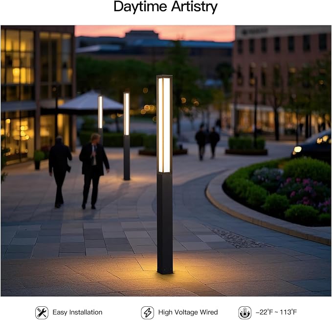 MVBT 92" Landscape Path Lights, IP65 Waterproof Tall Pathway Lights Wired | 3000K Outdoor Modern Landscape LED Bollard Driveway Lighting, High Voltage Floor Lamp for Walkway Lawn Patio Yard Garden