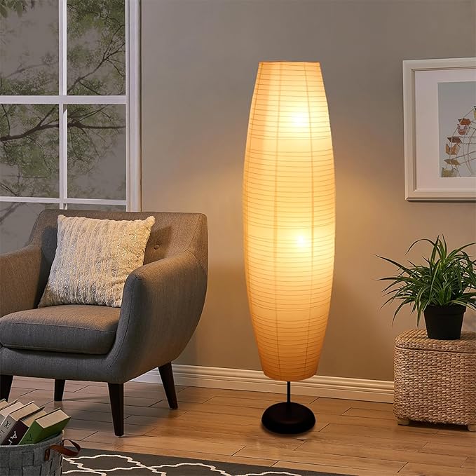 XENOID Paper Floor Lamp - Rice Paper Lantern Floor lamp Modern Large Floor Lamp for Bedroom,Living Room, Soft Light Lamp