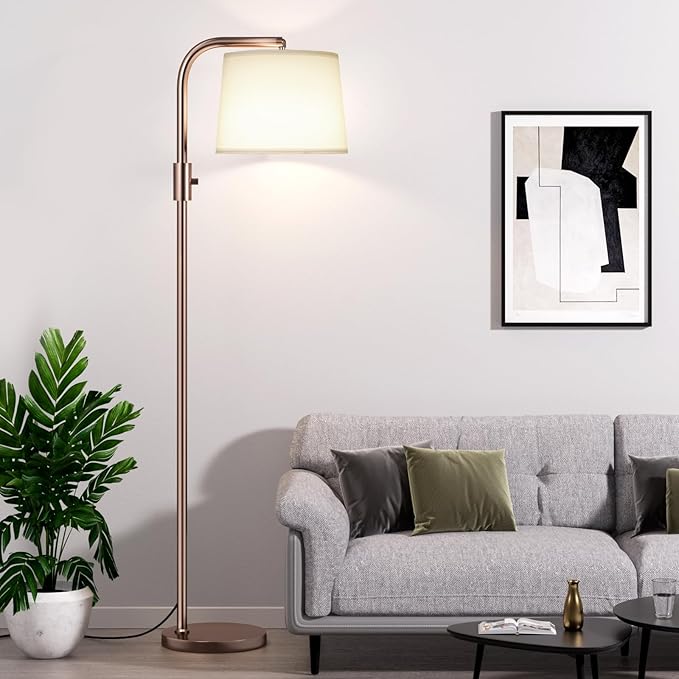 Ambimall Fully Dimmable Floor Lamp - Floor Lamps 9W LED Light Bulbs, Standing Lamps for Living Room, Modern Standing Light Tall Lamp for Bedroom (Brown and White)