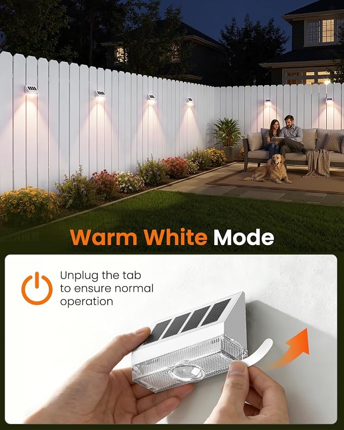 VOLISUN Solar Fence Lights 12 Pack, Vinyl Fence Lights Solar Powered with Warm White LED Spot Lens, Solar Deck Lights for Outside Wall, Deck, Patio, Yard, Rail, Garage, Pool