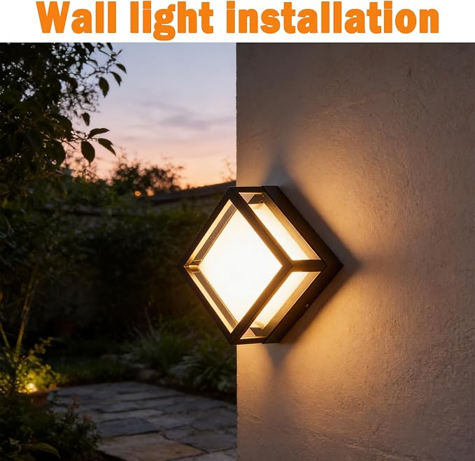 Outdoor Ceiling Light, IP65 Waterproof 6.3 inch Porch Lights Outdoo, 20W 3000K-6500K LED Square Exterior Wall Lamp for Patio Balcony Terrace, Flush Mount for Wall or Ceiling