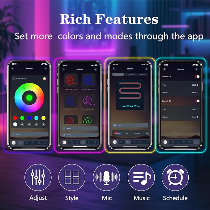 20Ft Neon Rope Lights,Flexible Led Rope Lights Control with App/Remote,Multiple Modes Rope Lights,IP65 Outdoor Waterproof,Music Sync Light Strip for Bedroom