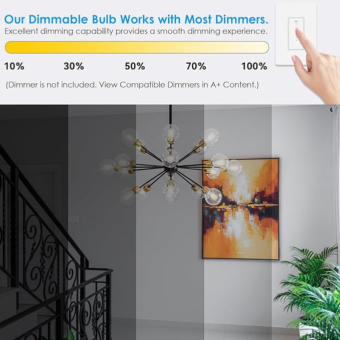 TJOY G25 Globe Light Bulbs, LED Edison Vanity Light Bulbs, Dimmable, 5000K Daylight White, 500 Lumens, 5.5W=60W, CRI80, Clear Vintage Filament Globe, E26 Base, 6 Pack