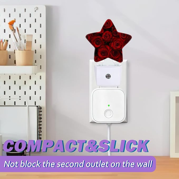 Red Rose Flower Night Light for Kids,Romantic Night Lights Plug Into Wall, Lightweight Dusk to Dawn Light Sensor Warm Nightlights for Girls Boys Bedroom Nursery Basement