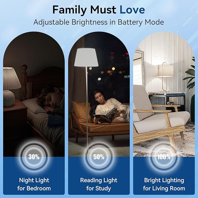KeepLit 10PK Emergency Rechargeable Light Bulbs, 48H Battery Backup, 3 Brightness Levels, 12W 65W Equivalent A19 LED Bulbs Auto-On During Power Outage for Hurricane, Emergency Use (Daylight)