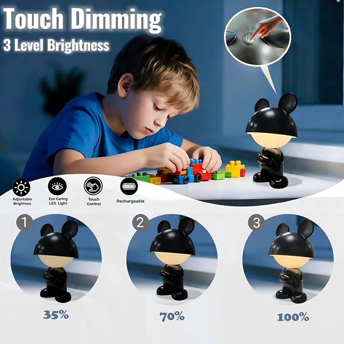Night Lights for Kids,Rechargeable Table Light,Touch Bedside Lamps,Cordless Dimmable Warm White Light,Baby Nursery,Breastfeeding,Sleep Aid,Cute Decor Gifts for Newborns Toddlers Boys Girls