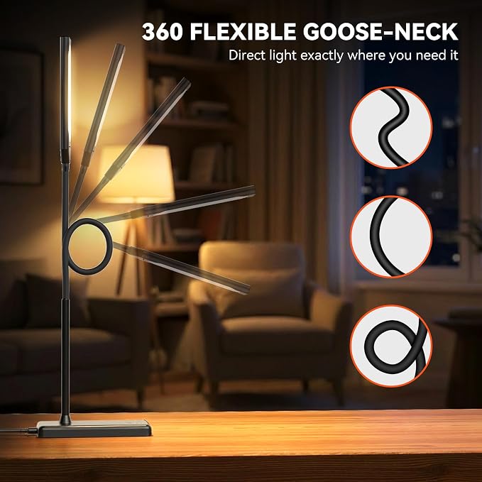LED Desk Lamp, Eye-Caring Table Lights for Home Office | Touch Control Desk Lamp, 5 Color & 6 Brightness Levels Dimmable Lamp with Memory Function 1h Timer