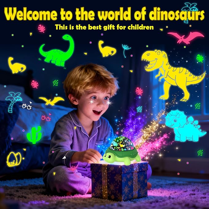 Turtle Kids Night Light,Toys for Boys 3-8 Years Old Starry Sky Projector Light,360 Rotation,4 LED Bulbs,16 Light Colors Variable,USB Cable Powered,Ceiling Light for Kids Bedroom