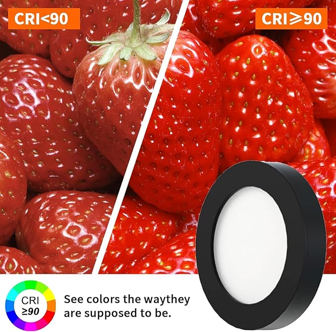 VST Under Cabinet Lights CCT 3000K-6000K, Puck Lights Color Temperature and Brightness Adjustable with Touch Switch and ETL Listed Led Driver, Plug in Led Light for Kitchen Under Cabinet 10pack