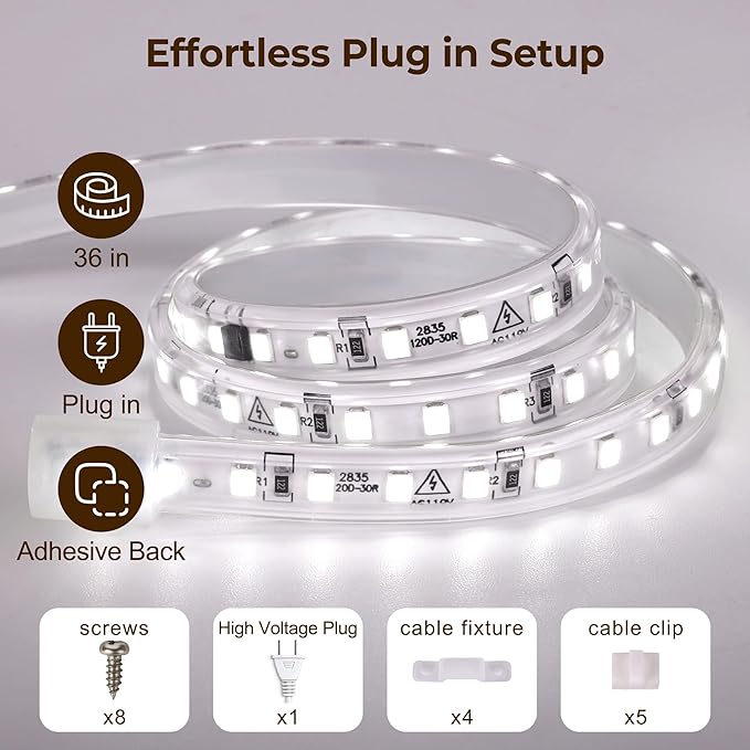 cambk 36inch Plug in Under Cabinet Lighting Strip for Kitchen