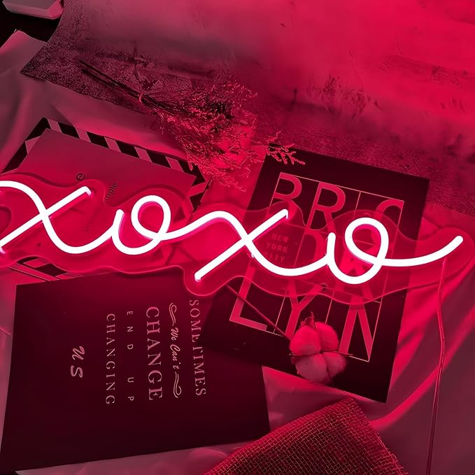 Ulalaza Neon Light Sign LED XOXO Night Lights USB Operated Decorative Marquee Sign Bar Pub Store Club Garage Home Party Decor