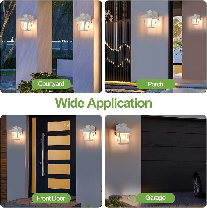 FUDESY Outdoor Wall Lantern, Exterior Waterproof Porch Light, Plastic Material Wall Sconce Light Fixture for Front Door, Garage, Patio, White, FDS746E26W (Bulb Included)
