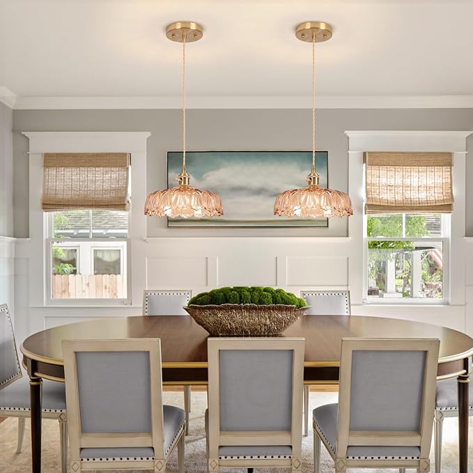 Pendant Light Fixtures,Finish Ceiling Hanging Lamp 9.4" E26 Vintage Green Glass Hanging Pendant Lights for Bedroom Living Room Hallway
