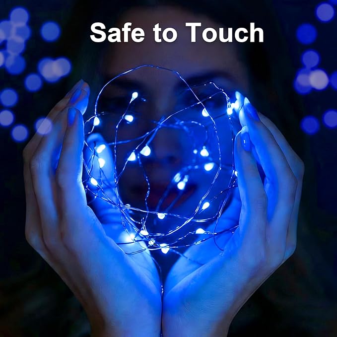 1Pack USB Plug in Fairy String Lights,16ft 50 LED Copper with Remote and Timer, 8 Modes Waterproof Twinkle String Lights Battery Powered for Bedroom Indoor Party Wedding Christmas Decoration