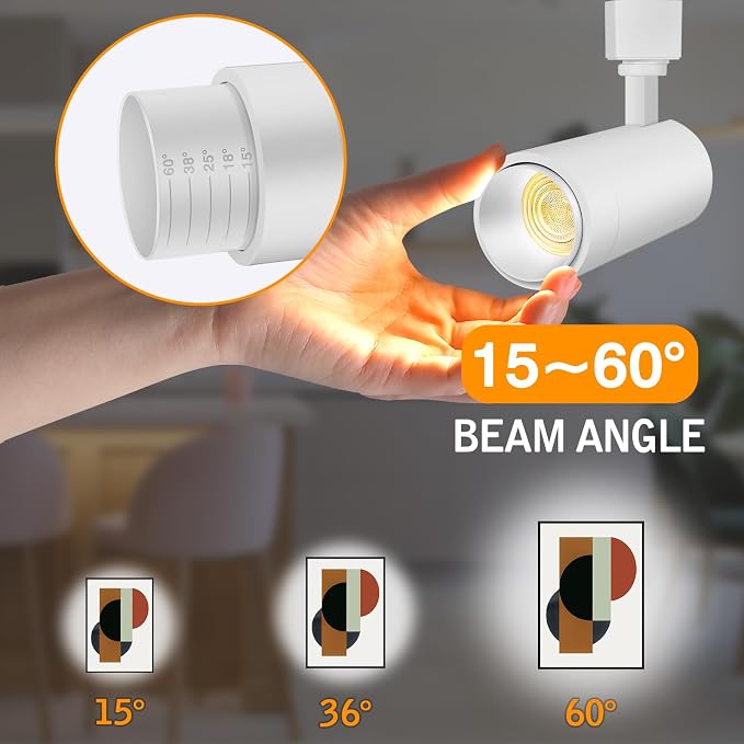 【2026 Upgraded】10-Color Zoomable 25W LED Track Lighting Heads H Type Track Light Heads with Remote Dimmable Bright Ceiling Spotlight, 2700K/3000K/4000K/5000K/6500K, CRI90 15°-60° 2200lm White 4 Pack