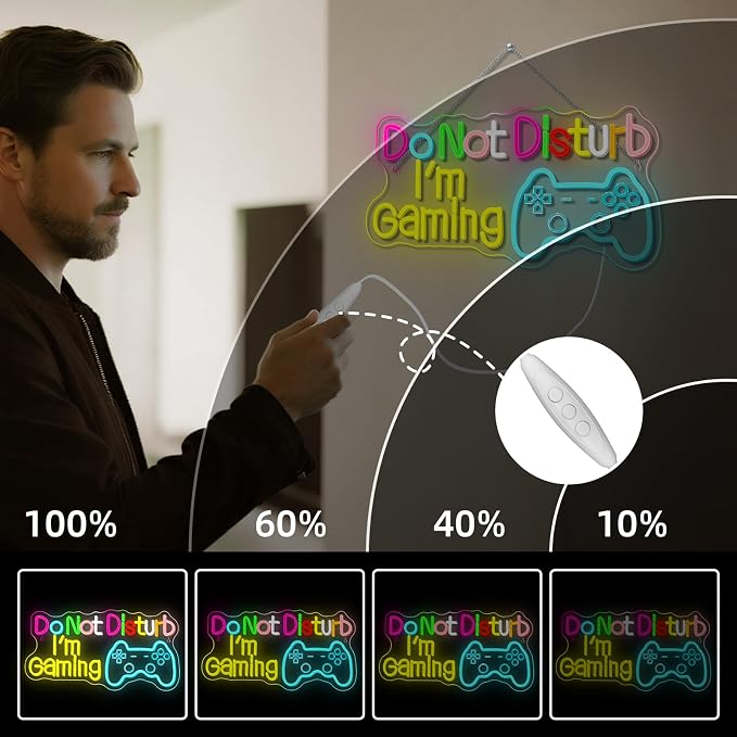 Do Not Disturb I AM Gaming Neon Sign Bright Large Colored Dimmable LED Headset Gamer Light and USB Powered Headphone Light Up Game Signs for Game Zone Video Room Boys' Bedroom Wall Decor