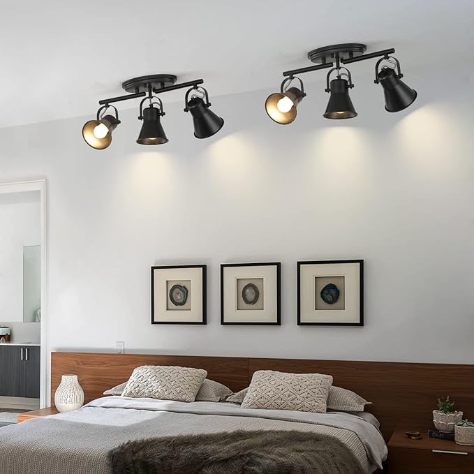 SEEBLEN 3-Lights Ceiling Track Lighting Fixtures Can Used for Mirror Front Wall Lights, Adjustable Ceiling Spotlight 3-Light Vanity Lamp