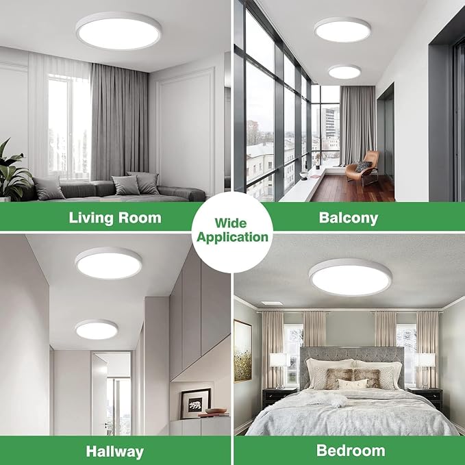 15.8Inch 6PK White LED Flush Mount Ceiling Light, 32W, 3480LM, 3CCT | 3000K/4000K/6000K CCT Selectable, White Close to Ceiling Round Flat Panel Light, Super Slim LED Ceiling Light for Bedroom