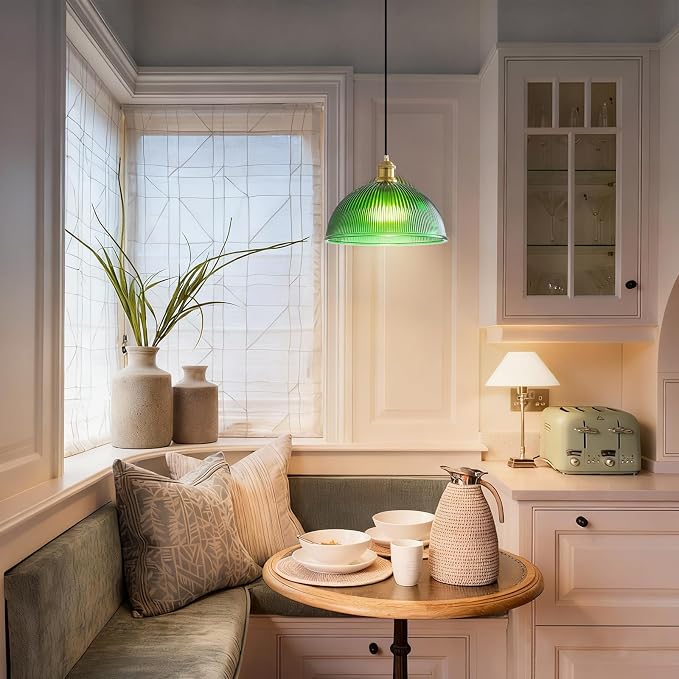 XZHGCEE Vintage Pendant Light Fixtures: Glass Pendant Lights Kitchen Island, Modern Green Chandelier Pendant Light Fixture for Bedroom Dining Room