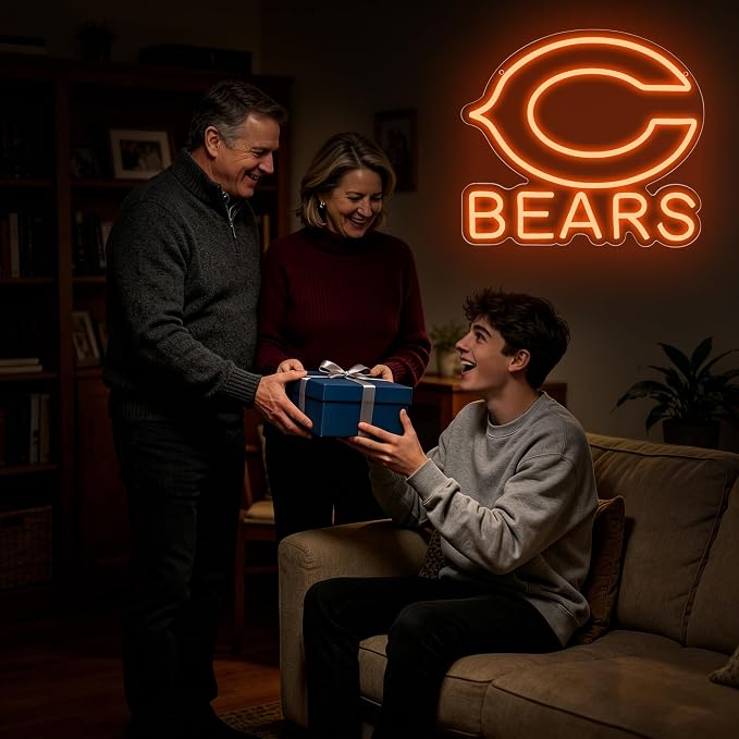Football Neon Sign for Wall Decor Football Team LED Neon Light for Man Cave | Dimmable Orange Led Light Up Sign for Bedroom Party Club Bar Dorm Garage Decor Birthday Gift for Rugby Fans Size 12.2*13.5 In