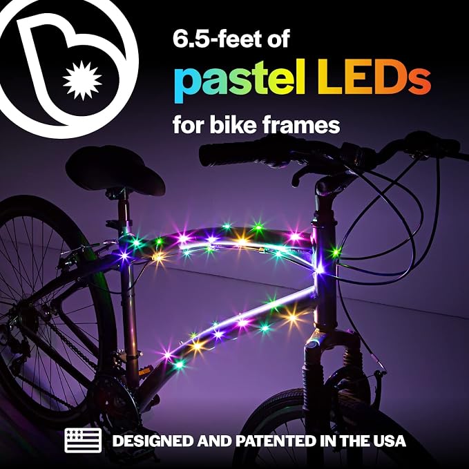 Brightz CosmicBrightz LED Bike Frame Rope Light - 6.5-Foot String Rope - Battery-Powered with On/Off Switch - Ultra Bright Color Keeps Your Ride Fun and Safe for Kids, Teens, & Adults