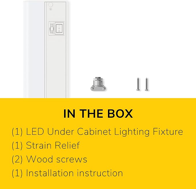 GETINLIGHT 24-Inch Hardwired Only LED Under Cabinet Light, 5-CCT Selectable | Choose from 2700K, 3000K, 4000K, 5000K, or 6000K. Dimmable with a matte white finish. ETL Listed. Model: IN-0201-13-WH-5C