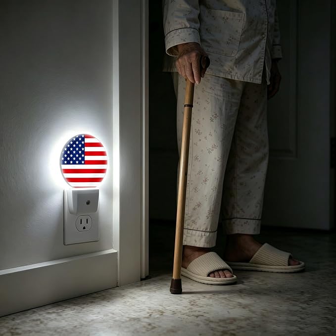Decorative Night Lights Patriotic Plug-in Nightlight Auto Light Sensors | American Night Lights Plug into Wall LED Lamp Dusk-to-Dawn Auto Sensor for Bedroom Kitchen Toilet Hallway, Energy Saving