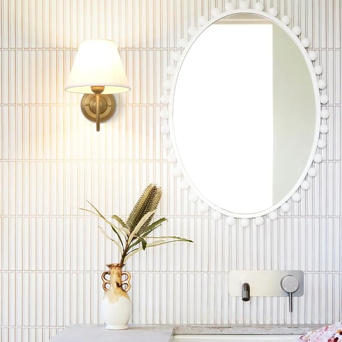 Vintage Curved Arm Fabric Wall Sconce with Linen Cloth Shade, Hardwired Indoor Single Sconce Light Wall Mounted Lamp for Bedroom Living Room Stairs Hallway