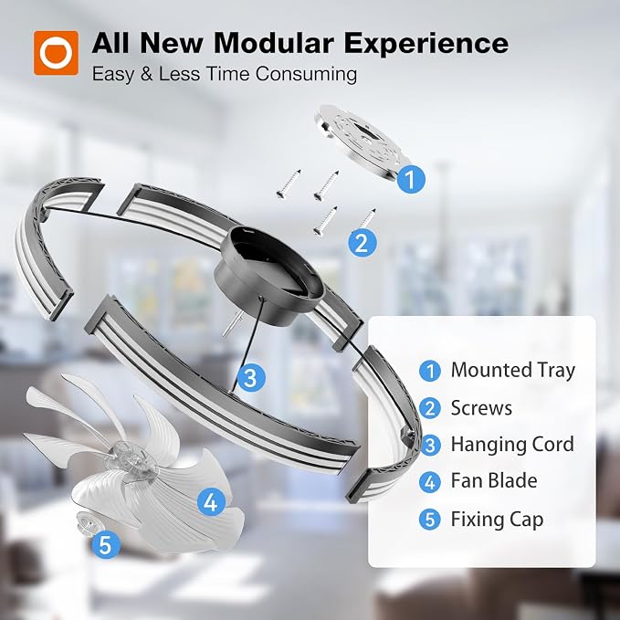 addlon 24" Low Profile Fandelier Ceiling Fans with Lights and Remote, Black | Wider Airflow, 3000-6000K Dimmable LED, 6 Speeds, Reversible DC Motor, Remote and App Control, Memory Function, Timer, Quiet