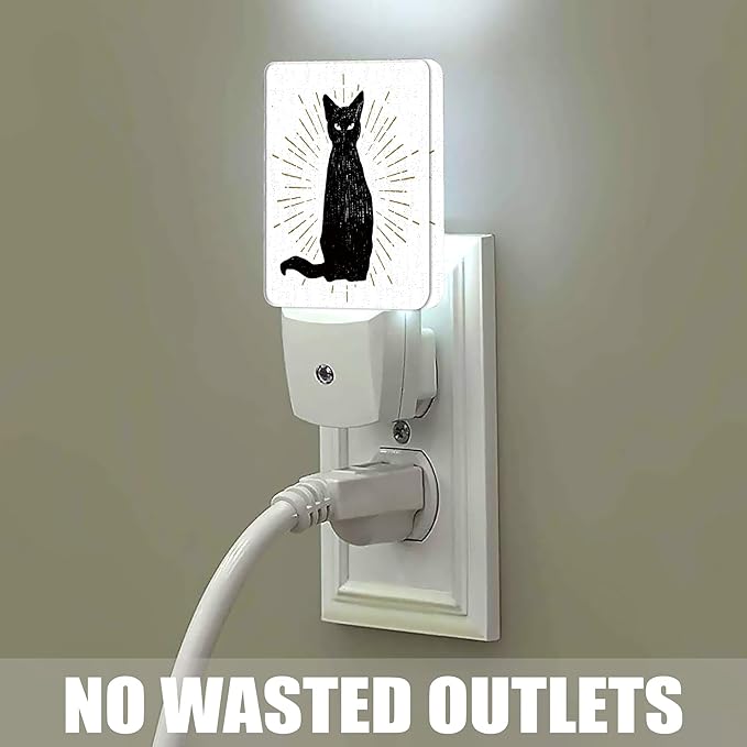 Black Cat Night Light, Cute Pet Night Lights Plug into Wall Decorations for Bedroom, Bathroom, Hallway, Kitchen, Dusk to Dawn Sensor Nightlights for Boys Girls Women Men Room Gifts
