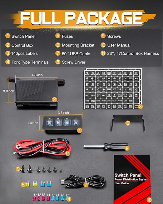 Wireless 4 Gang Switch Panel, Niking Auto Multifunction Offroad LED Switch Pods with Toggle Pulse Auxiliary Universal Circuit Control 12V Relay System Control Box for Trucks SUV UTV Car Boat RV Marine