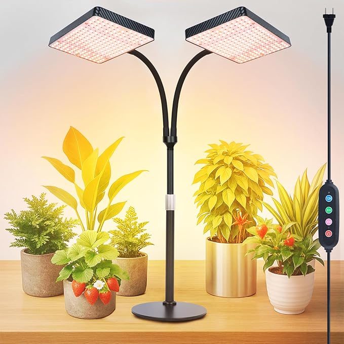 2026 2Head Tabletop Grow Lights for Indoor Plants, Seed Starting, Bonsai, 50 Watt Power Draw, Big Coverage and Bright Enough, Like A Small Sun for Your Jungle, 16"-24" Height Adjustable