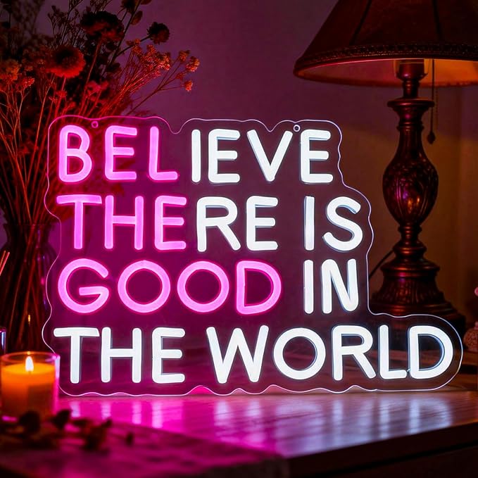 Whfobfe Positive Neon Sign Led Neon Lights Signs for Wall Decor USB Powered Led for Room Decoration Home Game Room Bar Party Decor