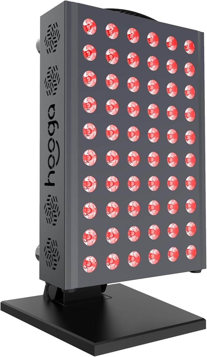 Hooga Red Light Therapy Panel PRO300, Red and Near Infrared Light Device 660nm 850nm, 60 Dual-Chip LEDs, Built-in Timer and Stand, Flicker Free, Compact Panel for Home Wellness Routine