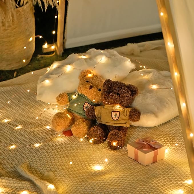 JMEXSUSS 4 Pack 50 LED Fairy Lights Battery Operated, 16.1ft Warm White Twinkle Lights Indoor Outdoor, Battery String Lights for Bedroom Classroom Dorm Wedding Party DIY Christmas Decoration