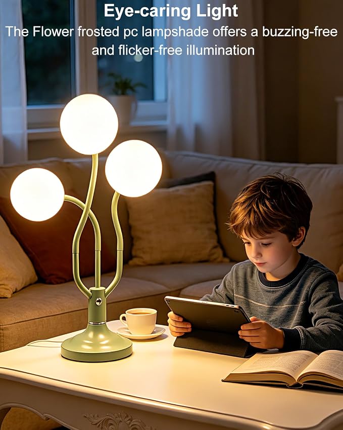 Globe Pink Table Lamp Dimmable Magic DIY Arms G9 Bulbs Included | Nightstand Modern Desk Lamp Vintage Ambient Night Light Warmwhite Kids Bedside Lamps for Living Room Bedroom Nursery Gift